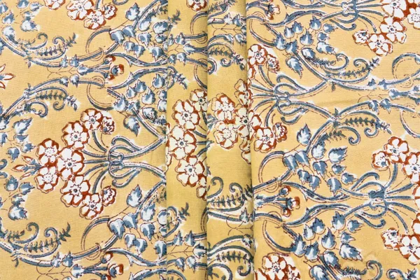 Yellow_Cotton_Traditional_Floral_Hand_Block_Print_Unstiched_Material_For_Men's_Kurta_Shirts_&_Women's_Kurti_and_Other_Dress_Material