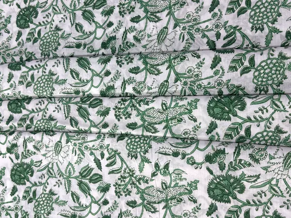 Green_Cotton_Traditional_Floral_Hand_Block_Print_Unstiched_Material_For_Men's_Kurta_Shirts_&_Women's_Kurti_and_Other_Dress_Material