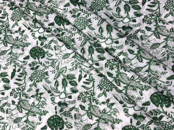 Green_Cotton_Traditional_Floral_Hand_Block_Print_Unstiched_Material_For_Men's_Kurta_Shirts_&_Women's_Kurti_and_Other_Dress_Material