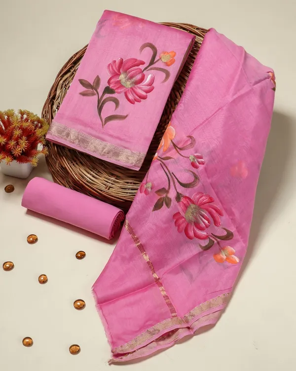 Unstitched_Pink_Block_printed_Maheshwari_Silk_three_piece_suit_set