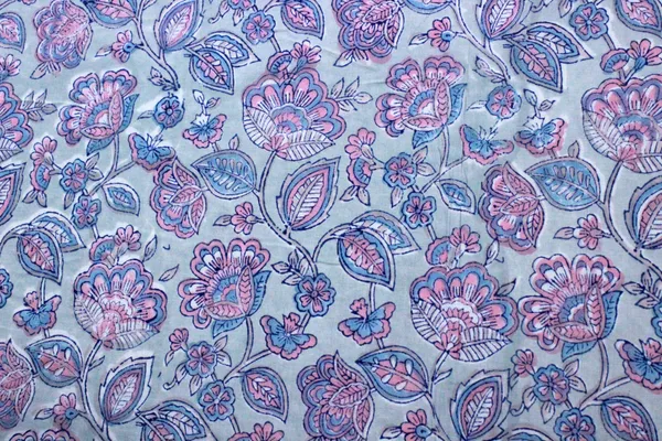 Blue_Cotton_Traditional_Floral_Hand_Block_Print_Unstiched_Material_For_Men's_Kurta_Shirts_&_Women's_Kurti_and_Other_Dress_Material|1416