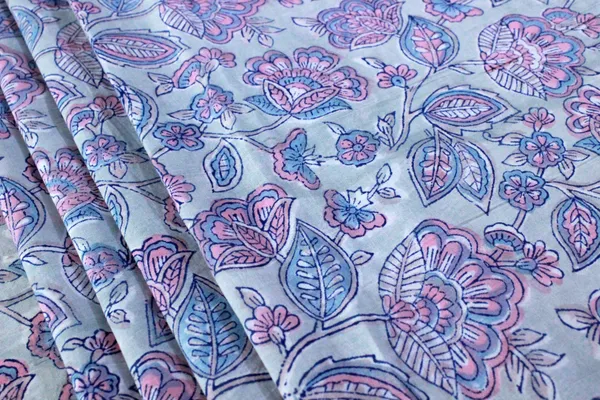 Blue_Cotton_Traditional_Floral_Hand_Block_Print_Unstiched_Material_For_Men's_Kurta_Shirts_&_Women's_Kurti_and_Other_Dress_Material|1416