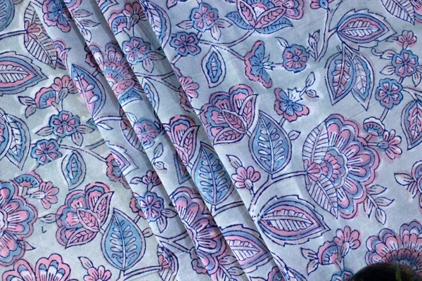 Blue_Cotton_Traditional_Floral_Hand_Block_Print_Unstiched_Material_For_Men's_Kurta_Shirts_&_Women's_Kurti_and_Other_Dress_Material|1416