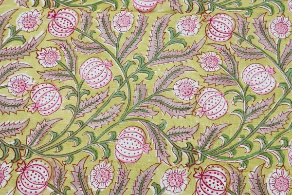 Green_Cotton_Traditional_Floral_Hand_Block_Print_Unstiched_Material_For_Men's_Kurta_Shirts_&_Women's_Kurti_and_Other_Dress_Material