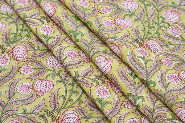 Green_Cotton_Traditional_Floral_Hand_Block_Print_Unstiched_Material_For_Men's_Kurta_Shirts_&_Women's_Kurti_and_Other_Dress_Material