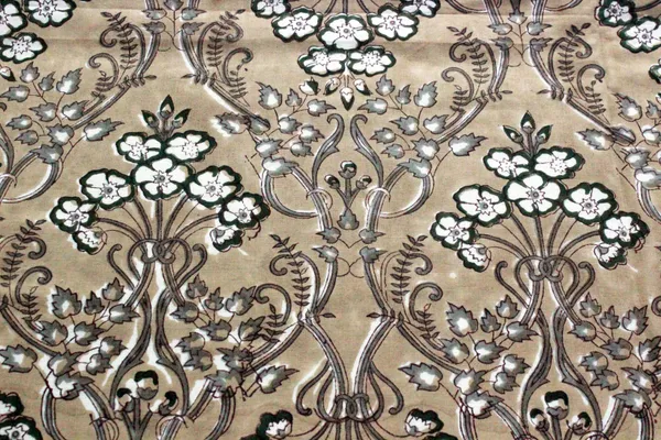 Brown_Cotton_Traditional_Floral_Hand_Block_Print_Unstiched_Material_For_Men's_Kurta_Shirts_&_Women's_Kurti_and_Other_Dress_Material