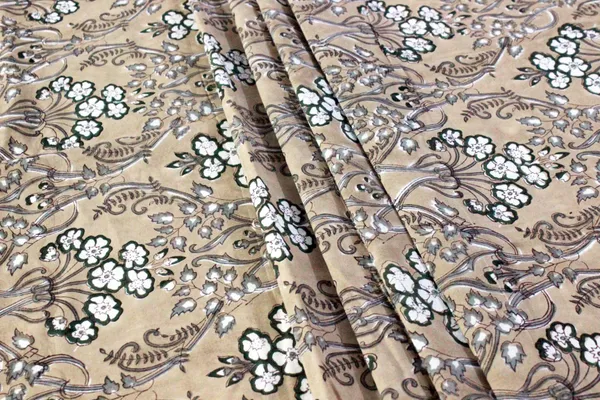 Brown_Cotton_Traditional_Floral_Hand_Block_Print_Unstiched_Material_For_Men's_Kurta_Shirts_&_Women's_Kurti_and_Other_Dress_Material