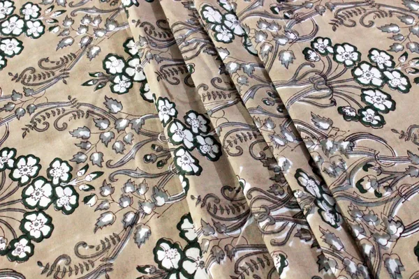 Brown_Cotton_Traditional_Floral_Hand_Block_Print_Unstiched_Material_For_Men's_Kurta_Shirts_&_Women's_Kurti_and_Other_Dress_Material