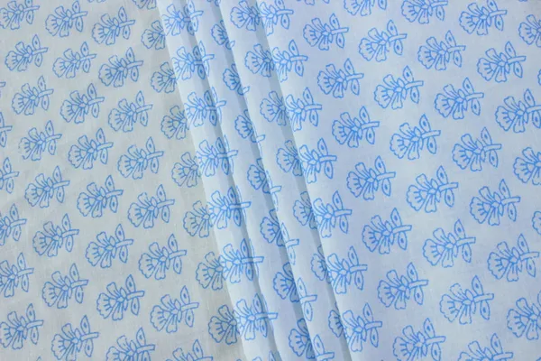 Blue_Cotton_Traditional_Floral_Hand_Block_Print_Unstiched_Material_For_Men's_Kurta_Shirts_&_Women's_Kurti_and_Other_Dress_Material