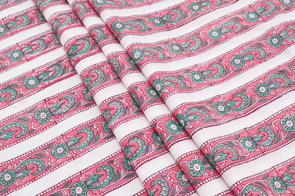 Pink_Cotton_Traditional_Floral_Hand_Block_Print_Unstiched_Material_For_Men's_Kurta_Shirts_&_Women's_Kurti_and_Other_Dress_Material