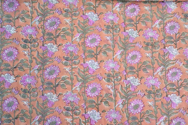 Orange_Cotton_Traditional_Floral_Hand_Block_Print_Unstiched_Material_For_Men's_Kurta_Shirts_&_Women's_Kurti_and_Other_Dress_Material