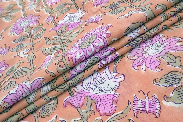 Orange_Cotton_Traditional_Floral_Hand_Block_Print_Unstiched_Material_For_Men's_Kurta_Shirts_&_Women's_Kurti_and_Other_Dress_Material
