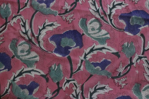 Pink_Cotton_Traditional_Floral_Hand_Block_Print_Unstiched_Material_For_Men's_Kurta_Shirts_&_Women's_Kurti_and_Other_Dress_Material