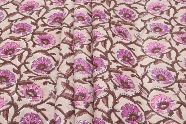 Brown_Cotton_Traditional_Floral_Hand_Block_Print_Unstiched_Material_For_Men's_Kurta_Shirts_&_Women's_Kurti_and_Other_Dress_Material