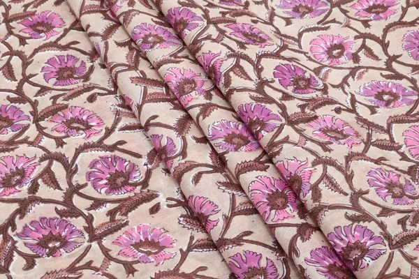 Brown_Cotton_Traditional_Floral_Hand_Block_Print_Unstiched_Material_For_Men's_Kurta_Shirts_&_Women's_Kurti_and_Other_Dress_Material