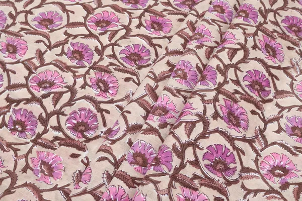 Brown_Cotton_Traditional_Floral_Hand_Block_Print_Unstiched_Material_For_Men's_Kurta_Shirts_&_Women's_Kurti_and_Other_Dress_Material
