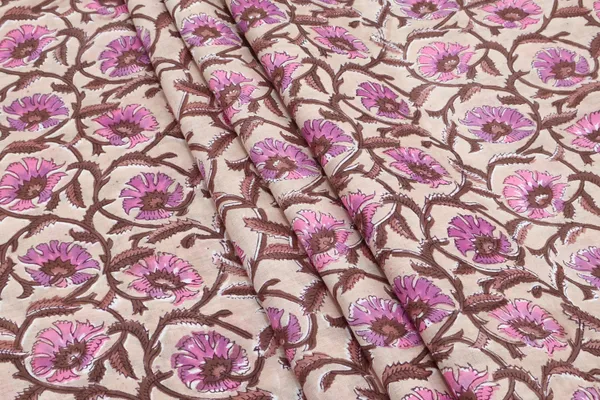 Brown_Cotton_Traditional_Floral_Hand_Block_Print_Unstiched_Material_For_Men's_Kurta_Shirts_&_Women's_Kurti_and_Other_Dress_Material