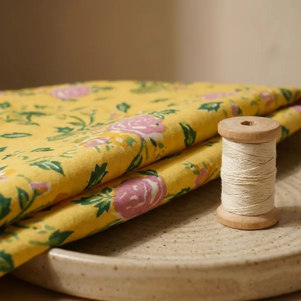 Yellow_Cotton_Traditional_Floral_Hand_Block_Print_Unstiched_Material_For_Men's_Kurta_Shirts_&_Women's_Kurti_and_Other_Dress_Material