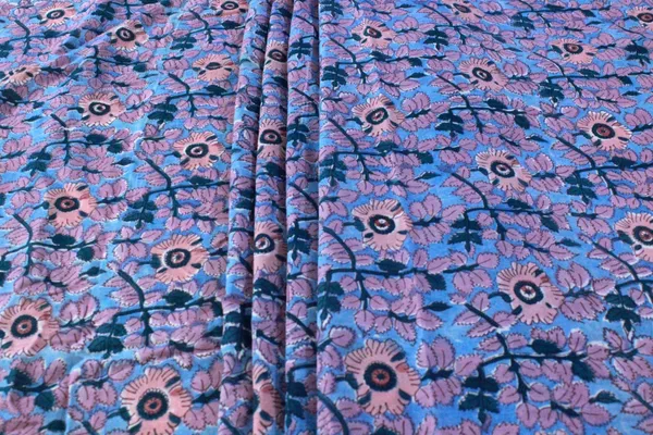 Blue_Cotton_Traditional_Floral_Hand_Block_Print_Unstiched_Material_For_Men's_Kurta_Shirts_&_Women's_Kurti_and_Other_Dress_Material|1405