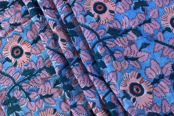 Blue_Cotton_Traditional_Floral_Hand_Block_Print_Unstiched_Material_For_Men's_Kurta_Shirts_&_Women's_Kurti_and_Other_Dress_Material|1405