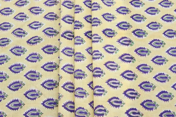Yellow_Cotton_Traditional_Floral_Hand_Block_Print_Unstiched_Material_For_Men's_Kurta_Shirts_&_Women's_Kurti_and_Other_Dress_Material