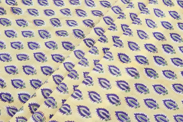 Yellow_Cotton_Traditional_Floral_Hand_Block_Print_Unstiched_Material_For_Men's_Kurta_Shirts_&_Women's_Kurti_and_Other_Dress_Material