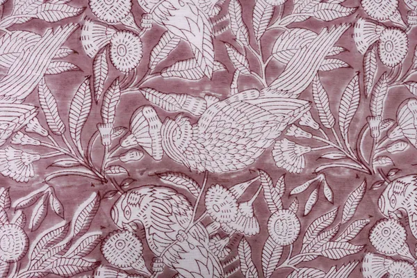 Pink_Cotton_Traditional_Floral_Hand_Block_Print_Unstiched_Material_For_Men's_Kurta_Shirts_&_Women's_Kurti_and_Other_Dress_Material