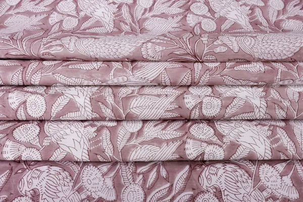 Pink_Cotton_Traditional_Floral_Hand_Block_Print_Unstiched_Material_For_Men's_Kurta_Shirts_&_Women's_Kurti_and_Other_Dress_Material
