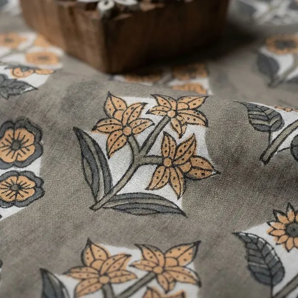 Grey_Cotton_Traditional_Floral_Hand_Block_Print_Unstiched_Material_For_Men's_Kurta_Shirts_&_Women's_Kurti_and_Other_Dress_Material