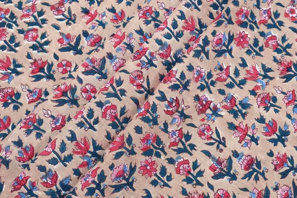 Brown_Cotton_Traditional_Floral_Hand_Block_Print_Unstiched_Material_For_Men's_Kurta_Shirts_&_Women's_Kurti_and_Other_Dress_Material