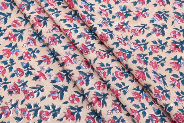 Brown_Cotton_Traditional_Floral_Hand_Block_Print_Unstiched_Material_For_Men's_Kurta_Shirts_&_Women's_Kurti_and_Other_Dress_Material