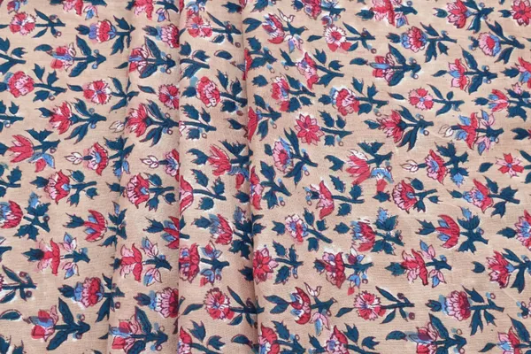Brown_Cotton_Traditional_Floral_Hand_Block_Print_Unstiched_Material_For_Men's_Kurta_Shirts_&_Women's_Kurti_and_Other_Dress_Material