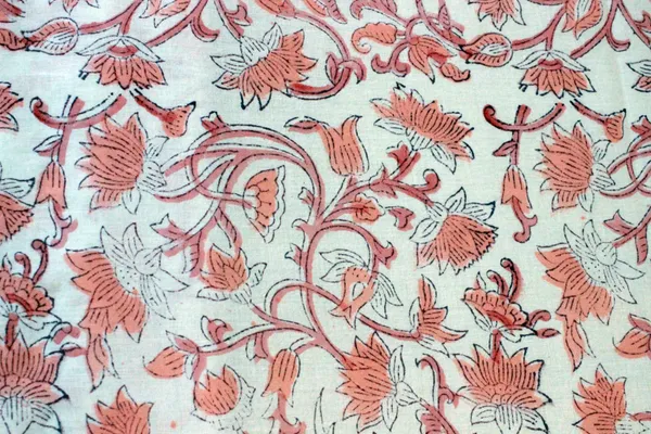 Orange_Cotton_Traditional_Floral_Hand_Block_Print_Unstiched_Material_For_Men's_Kurta_Shirts_&_Women's_Kurti_and_Other_Dress_Material