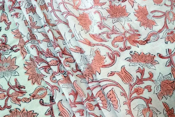 Orange_Cotton_Traditional_Floral_Hand_Block_Print_Unstiched_Material_For_Men's_Kurta_Shirts_&_Women's_Kurti_and_Other_Dress_Material
