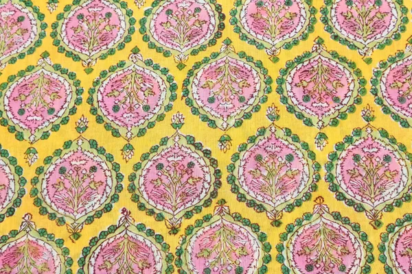 Yellow_Cotton_Traditional_Floral_Hand_Block_Print_Unstiched_Material_For_Men's_Kurta_Shirts_&_Women's_Kurti_and_Other_Dress_Material