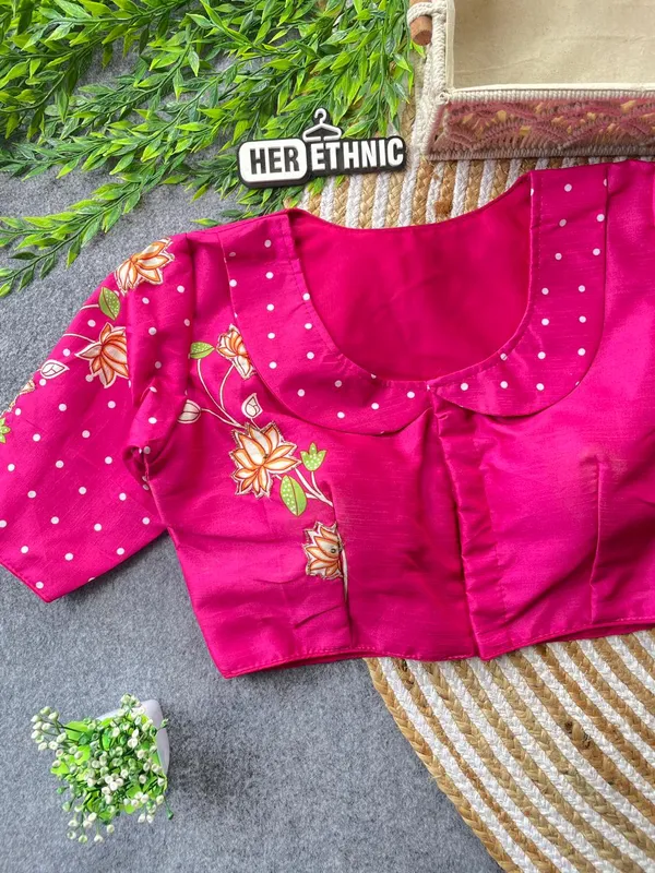 Beautiful_Boutique_Style_Printed_And_Handcrafted_Work_in_all_over_Front/Back_&_Sleeves_of_the_Blouse