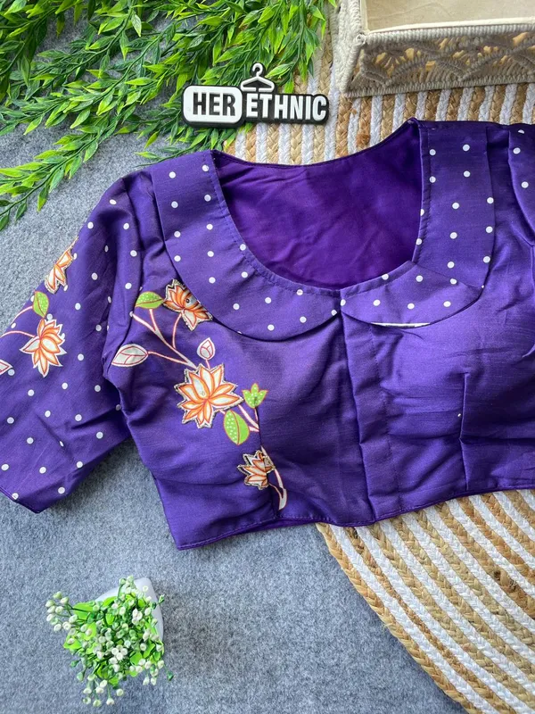 Beautiful_Boutique_Style_Printed_And_Handcrafted_Work_in_all_over_Front/Back_&_Sleeves_of_the_Blouse