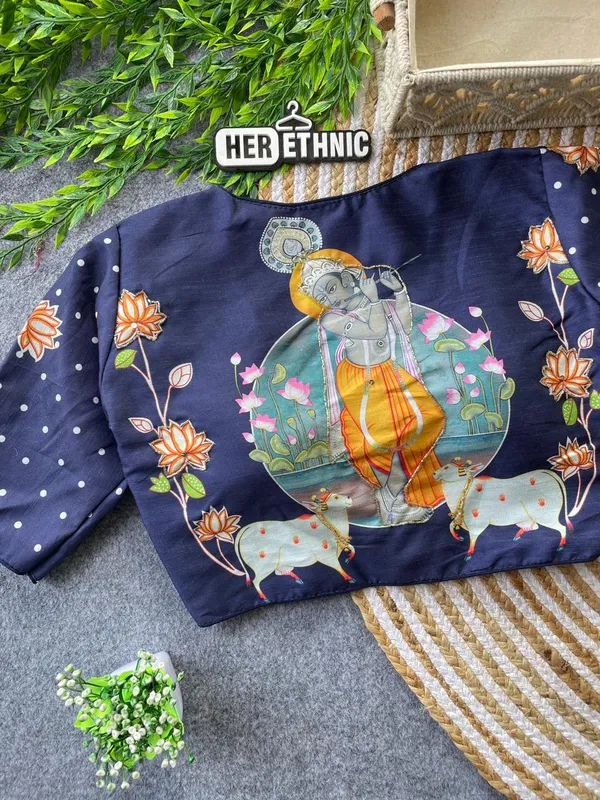 Beautiful_Boutique_Style_Printed_And_Handcrafted_Work_in_all_over_Front/Back_&_Sleeves_of_the_Blouse