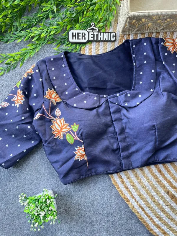 Beautiful_Boutique_Style_Printed_And_Handcrafted_Work_in_all_over_Front/Back_&_Sleeves_of_the_Blouse