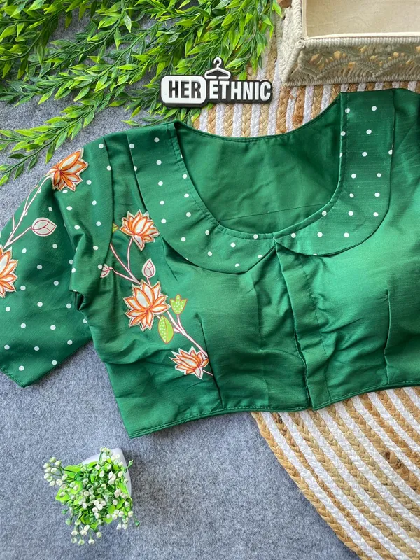 Beautiful_Boutique_Style_Printed_And_Handcrafted_Work_in_all_over_Front/Back_&_Sleeves_of_the_Blouse