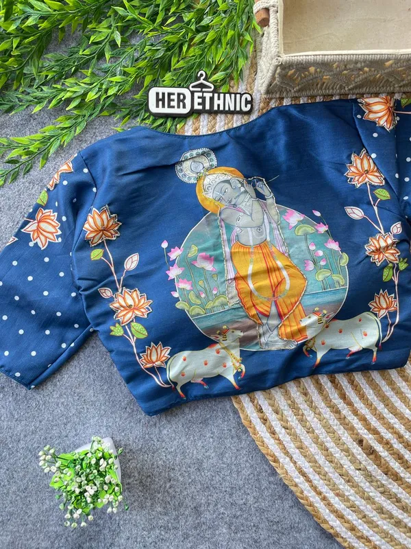 Beautiful_Boutique_Style_Printed_And_Handcrafted_Work_in_all_over_Front/Back_&_Sleeves_of_the_Blouse