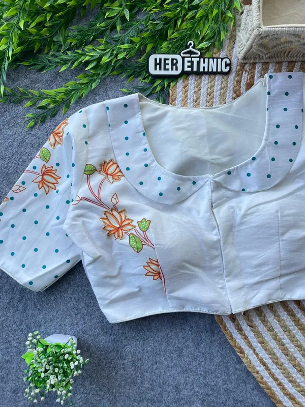 Beautiful_Boutique_Style_Printed_And_Handcrafted_Work_in_all_over_Front/Back_&_Sleeves_of_the_Blouse