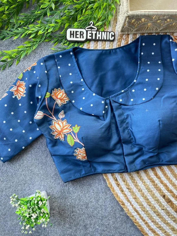 Beautiful_Boutique_Style_Printed_And_Handcrafted_Work_in_all_over_Front/Back_&_Sleeves_of_the_Blouse