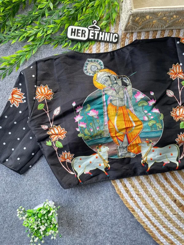 Beautiful_Boutique_Style_Printed_And_Handcrafted_Work_in_all_over_Front/Back_&_Sleeves_of_the_Blouse