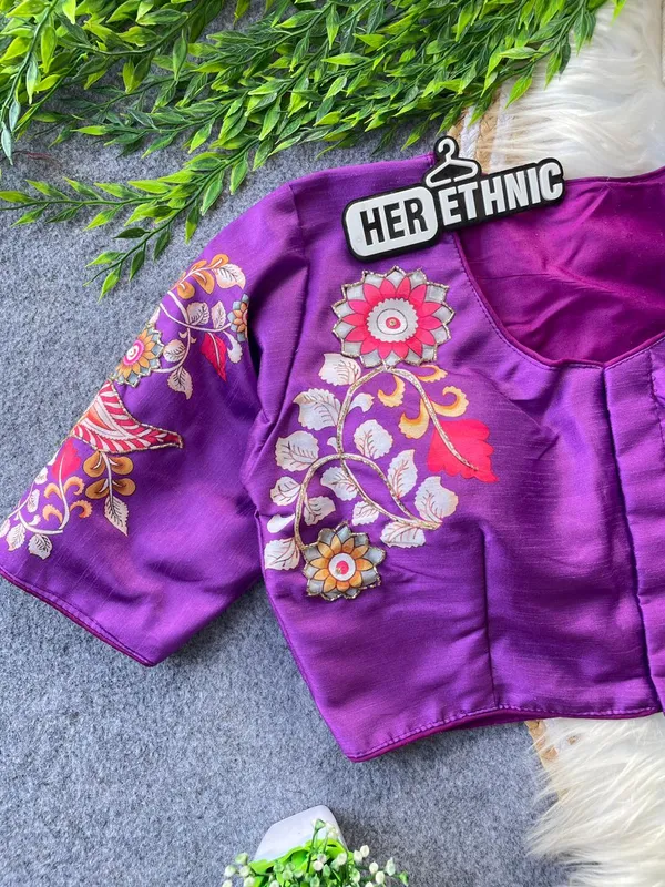Boutique_Style_Printed_And_Handcrafted_Work_in_all_over_Front/Back_&_Sleeves_of_the_Blouse