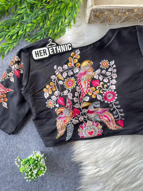 Boutique_Style_Printed_And_Handcrafted_Work_in_all_over_Front/Back_&_Sleeves_of_the_Blouse