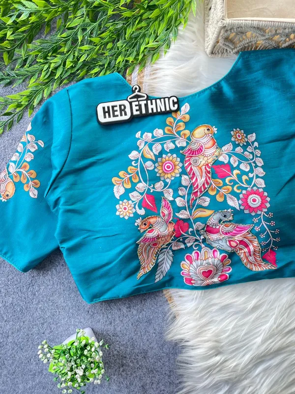 Boutique_Style_Printed_And_Handcrafted_Work_in_all_over_Front/Back_&_Sleeves_of_the_Blouse