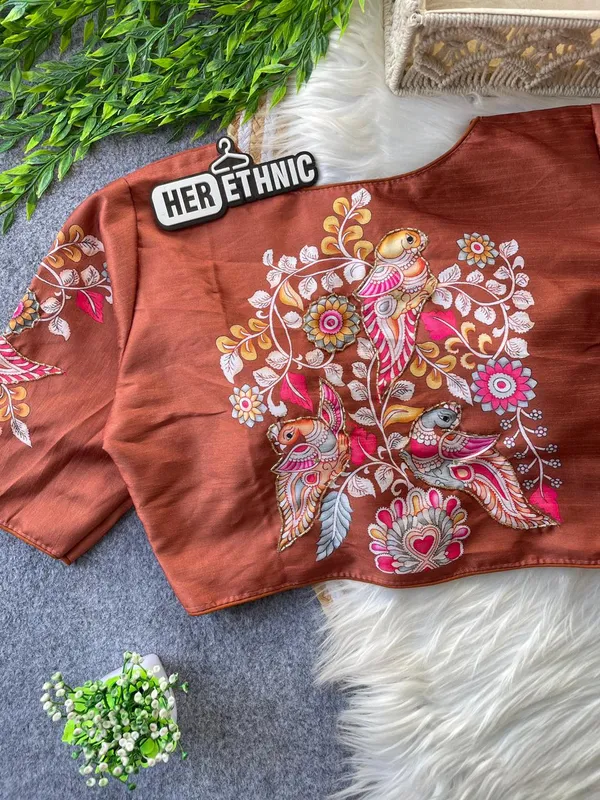 Boutique_Style_Printed_And_Handcrafted_Work_in_all_over_Front/Back_&_Sleeves_of_the_Blouse