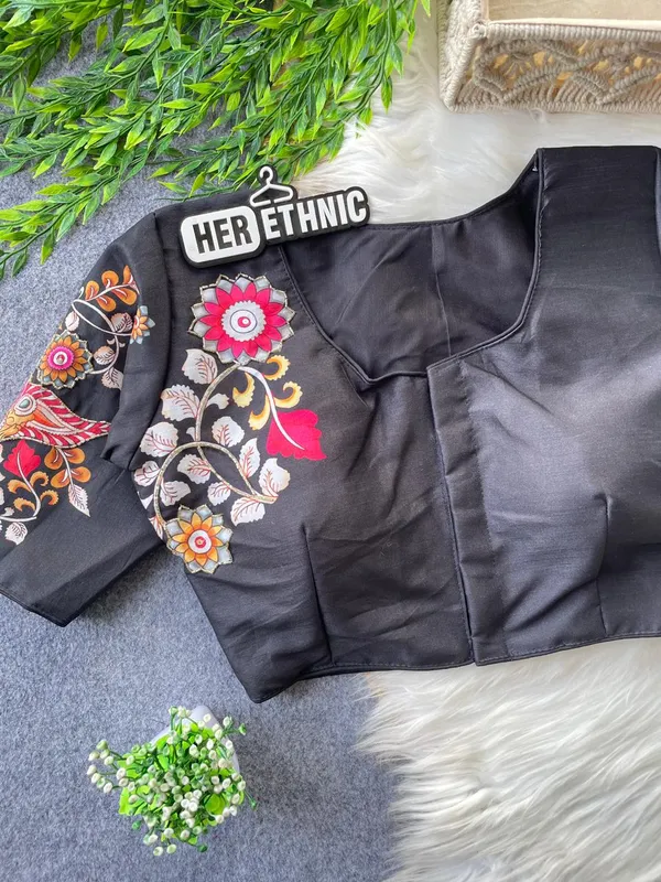 Boutique_Style_Printed_And_Handcrafted_Work_in_all_over_Front/Back_&_Sleeves_of_the_Blouse
