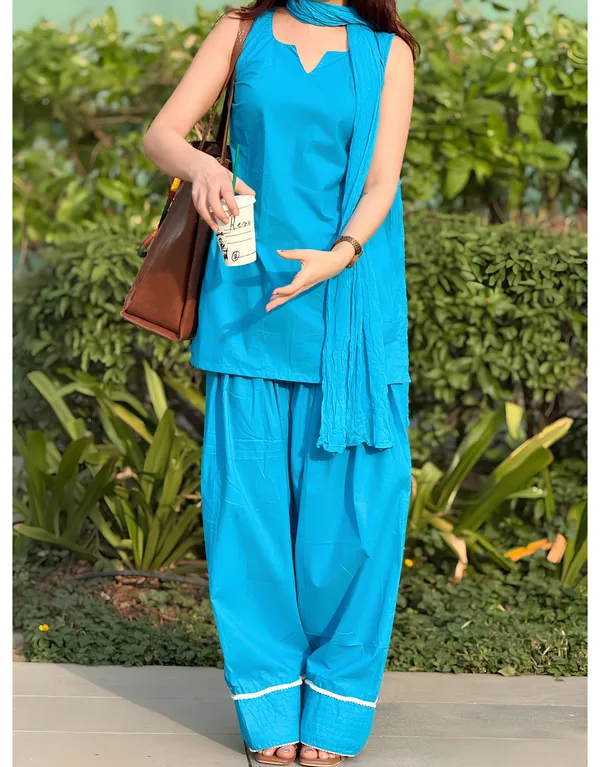 Women’s_Premium_Solid_Turquoise_Blue_3_Pc_Kurta_Pant_&_Dupatta_Set